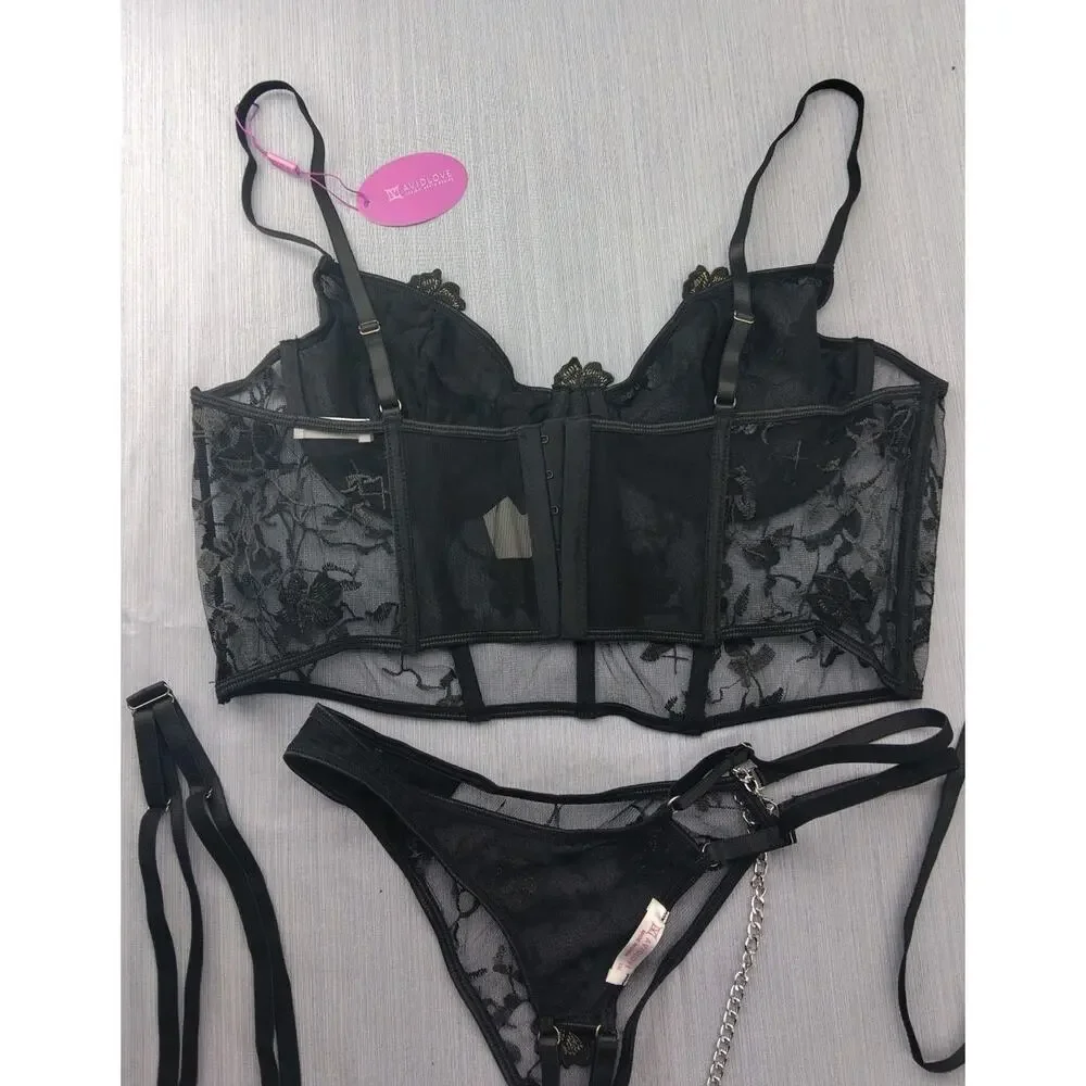 Women Plus Size Lingerie Set Sexy Mesh Coset Top Size XXL